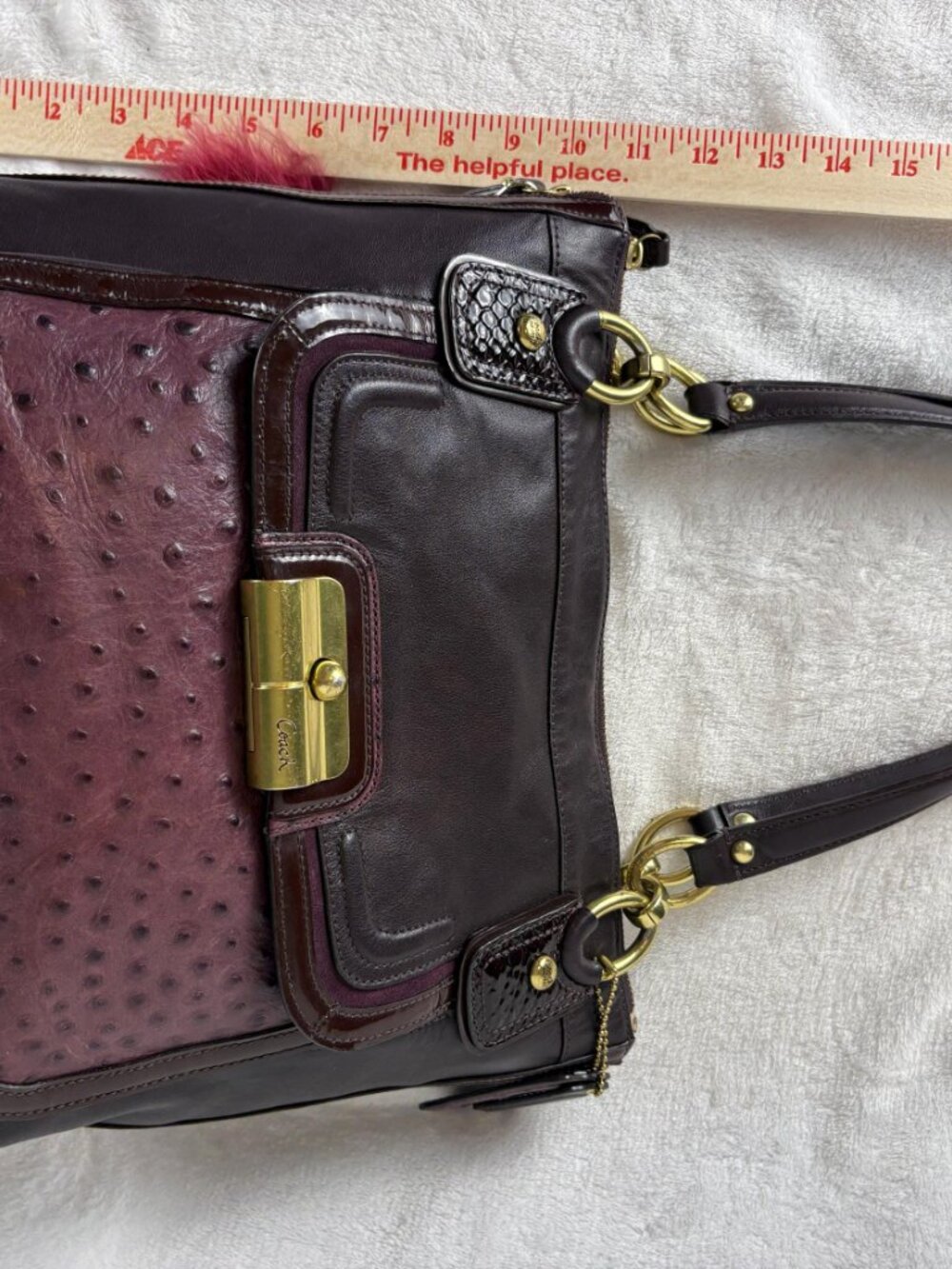 Coach Kristin Spectator Zip Tote in Eggplant/Ostrich Embossed and Patent Leather - Picture 14 of 16